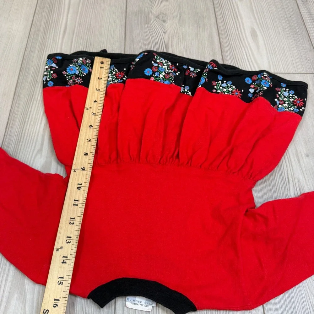 Vintage Spumoni by Rose Cage Red Floral Tunic and Leggings Set Toddler 2T USA